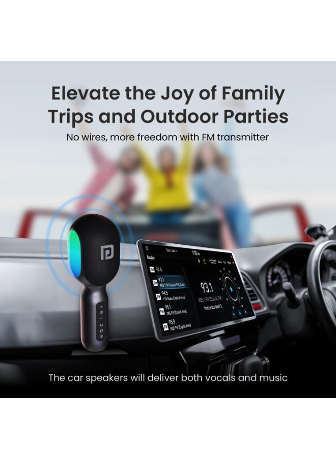 بورترونيكس Portronics Dash 2, 2400-2480 MHz Wireless Bluetooth Karaoke Mic with 10W Speaker,Upto 10 Hour Playtime, Dynamic RGB Lights, Music Recording, Duet Singing, Mini Karaoke Machine for Car Travel - Image 4